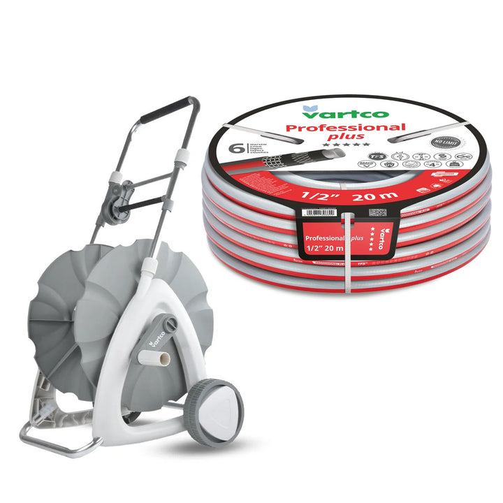 Carrello per tubo da giardino da 1/2" 45 m + Tubo da giardino Vartco Professional Plus da 1/2" 20 m Agaplast