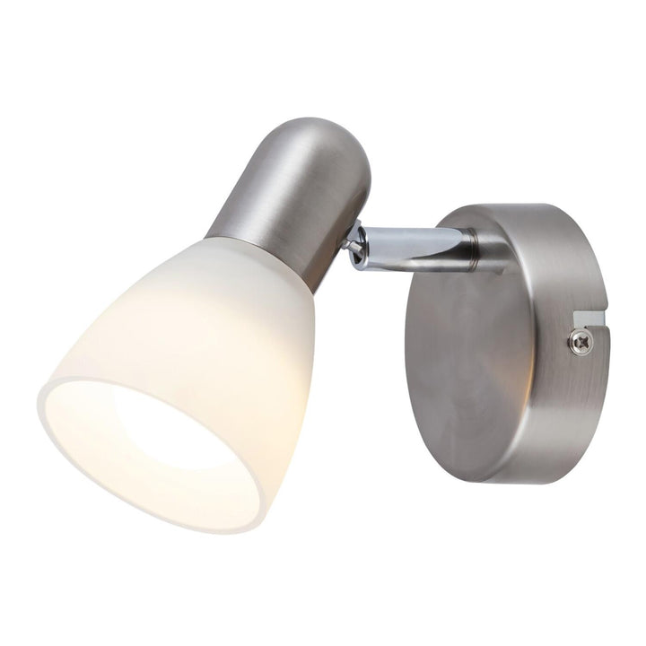 Lampada Soma spot E14 max 40W cromata satinata opalina 6301, 2 pezzi