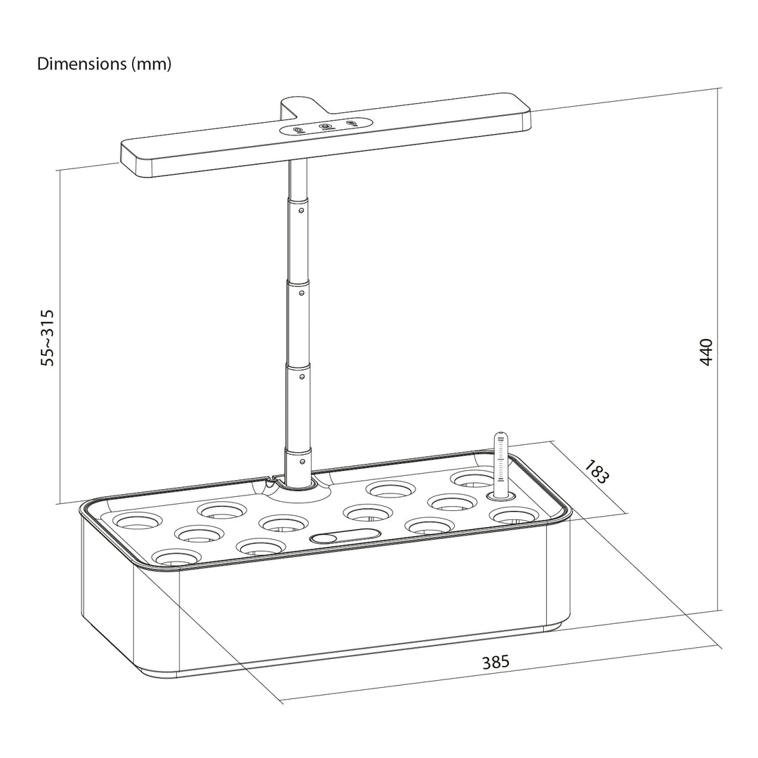 Sistema intelligente per la coltivazione indoor GreenBlue, vaso SMART, capacità 4 L, 220-240 V CA 50/60 Hz 0,4 A GB133 + set di accessori