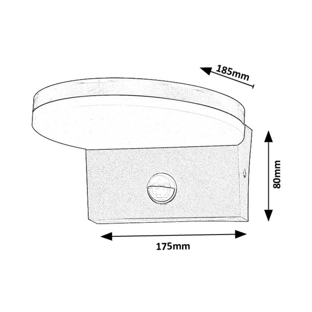 Lampada da parete per esterni Rabalux, sensore di movimento, 9 W, nera, Batida, 2 pezzi