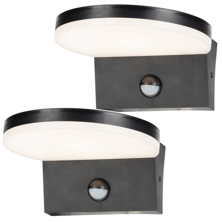 Lampada da parete per esterni Rabalux, sensore di movimento, 9 W, nera, Batida, 2 pezzi
