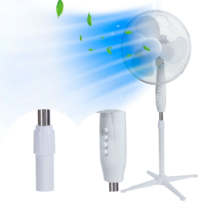 Ventilatore da pavimento Extralink, colore bianco, 3 pale, 3 livelli di velocità, potenza 45 W, regolazione dell'inclinazione, ESF-40D-WH