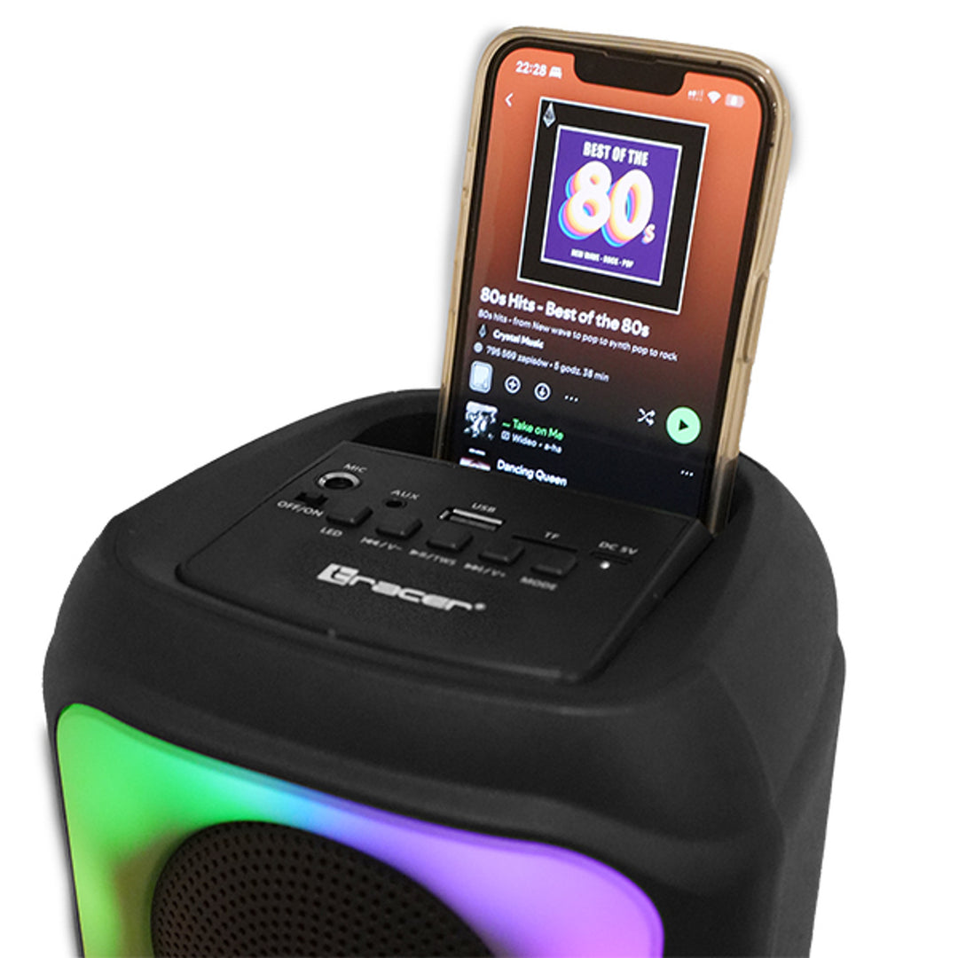 Altoparlante wireless Tracer, Bluetooth 5.0, potenza RMS 20 W, modalità karaoke, microfono, Powervox P2 TWS