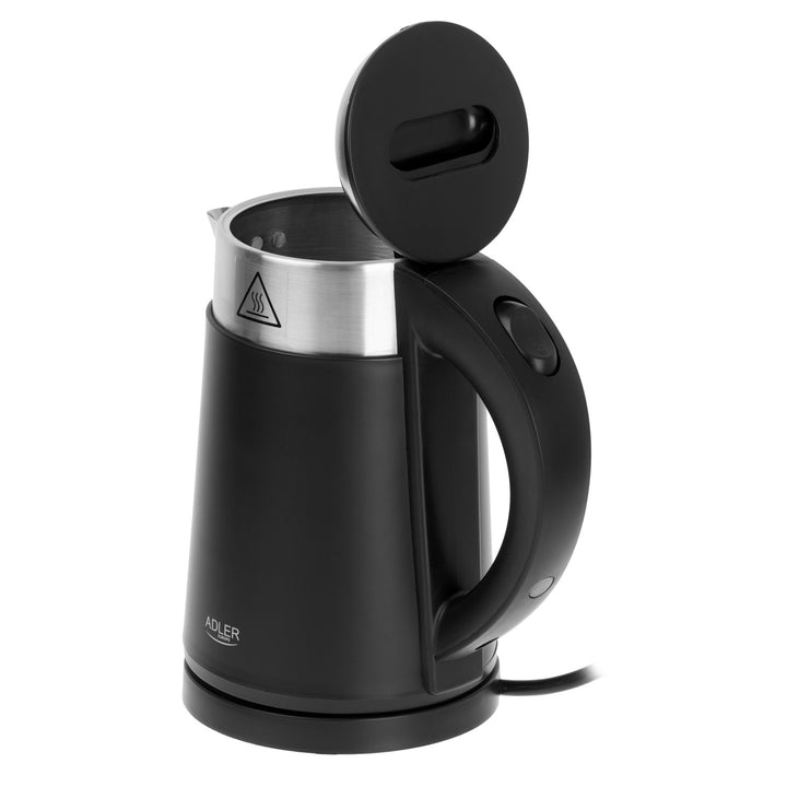 Bollitore elettrico Adler, in metallo, 0,6 L, silenzioso, potenza 800 W, nero. AD 1372