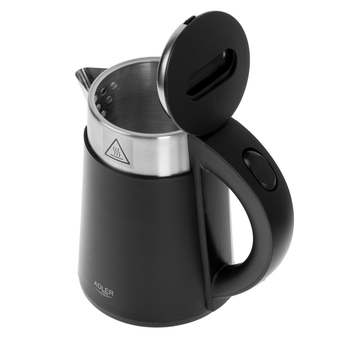 Bollitore elettrico Adler, in metallo, 0,6 L, silenzioso, potenza 800 W, nero. AD 1372