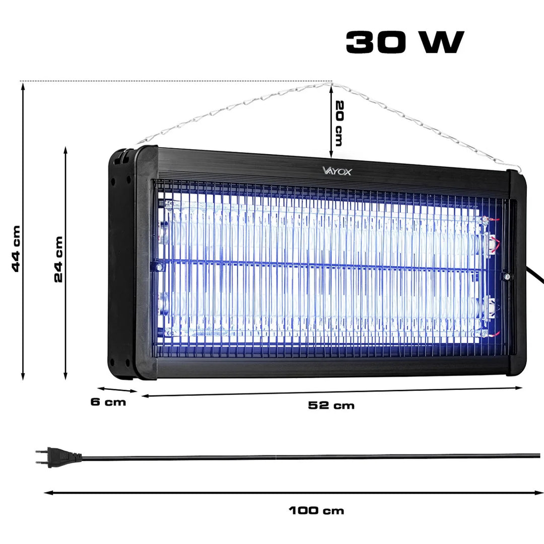 Lampada elettrostatica per zanzare, mosche e falene, trappola elettrica, UV, 30 W, Vayox