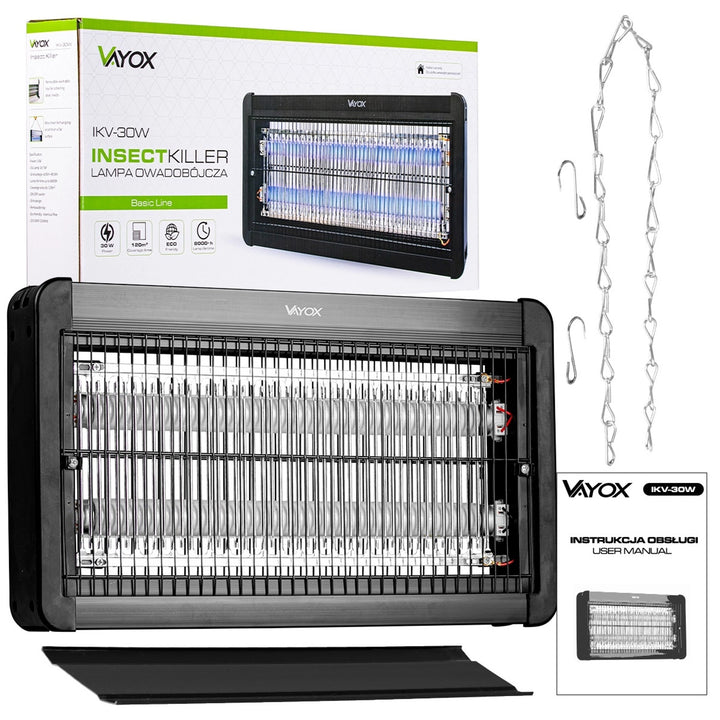 Lampada elettrostatica per zanzare, mosche e falene, trappola elettrica, UV, 30 W, Vayox
