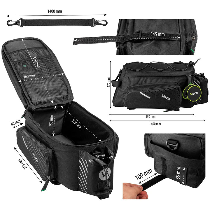 Borsa da bicicletta per portapacchi posteriore, capacità 12 l, impermeabile, Vayox
