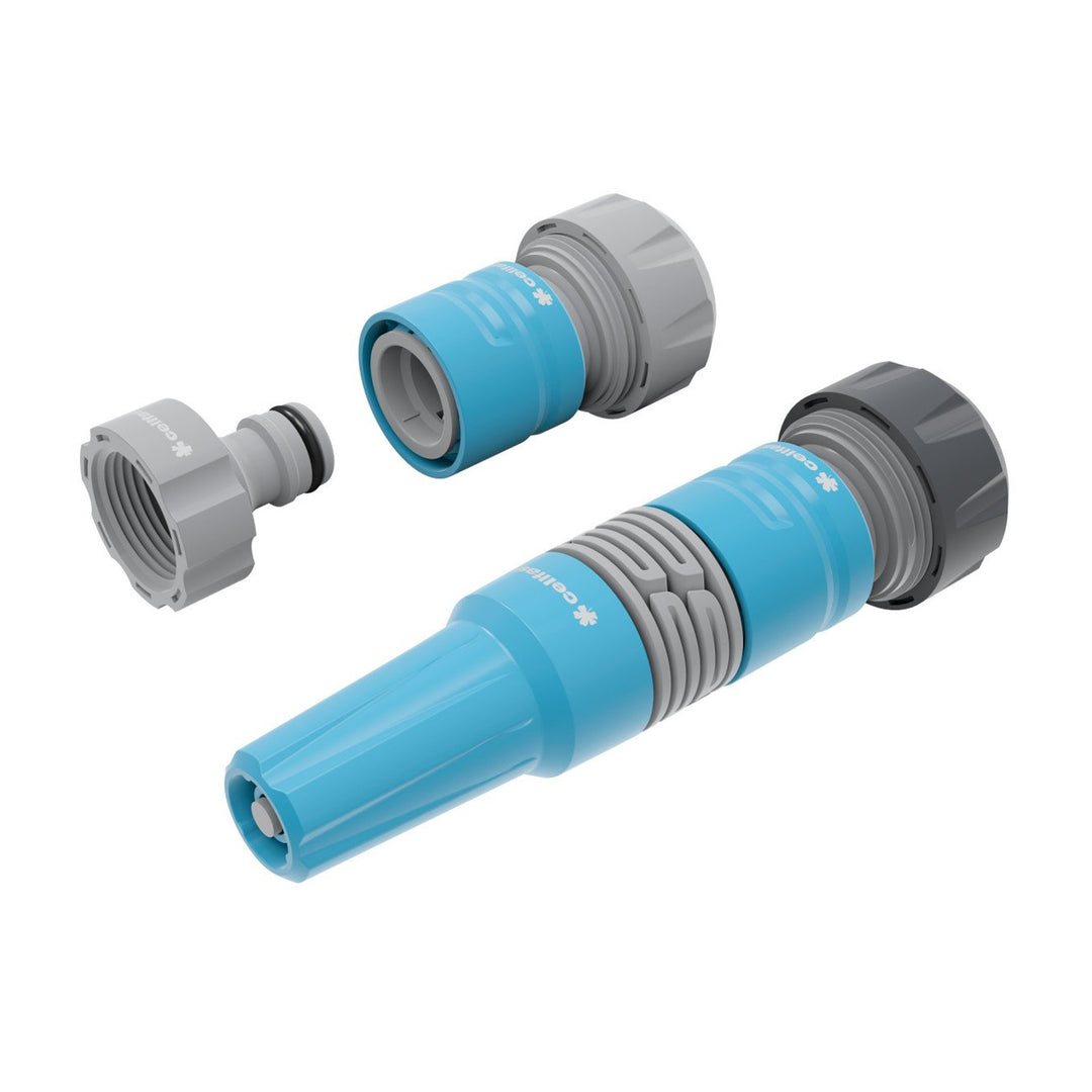 Tubo da giardino Cellfast, PROFESSIONAL 3/4" 30 m + Set con irrigatore a getto diritto 3/4" IDEAL + Carrello per tubo Cellfast Aluplus 1/2" 60 m