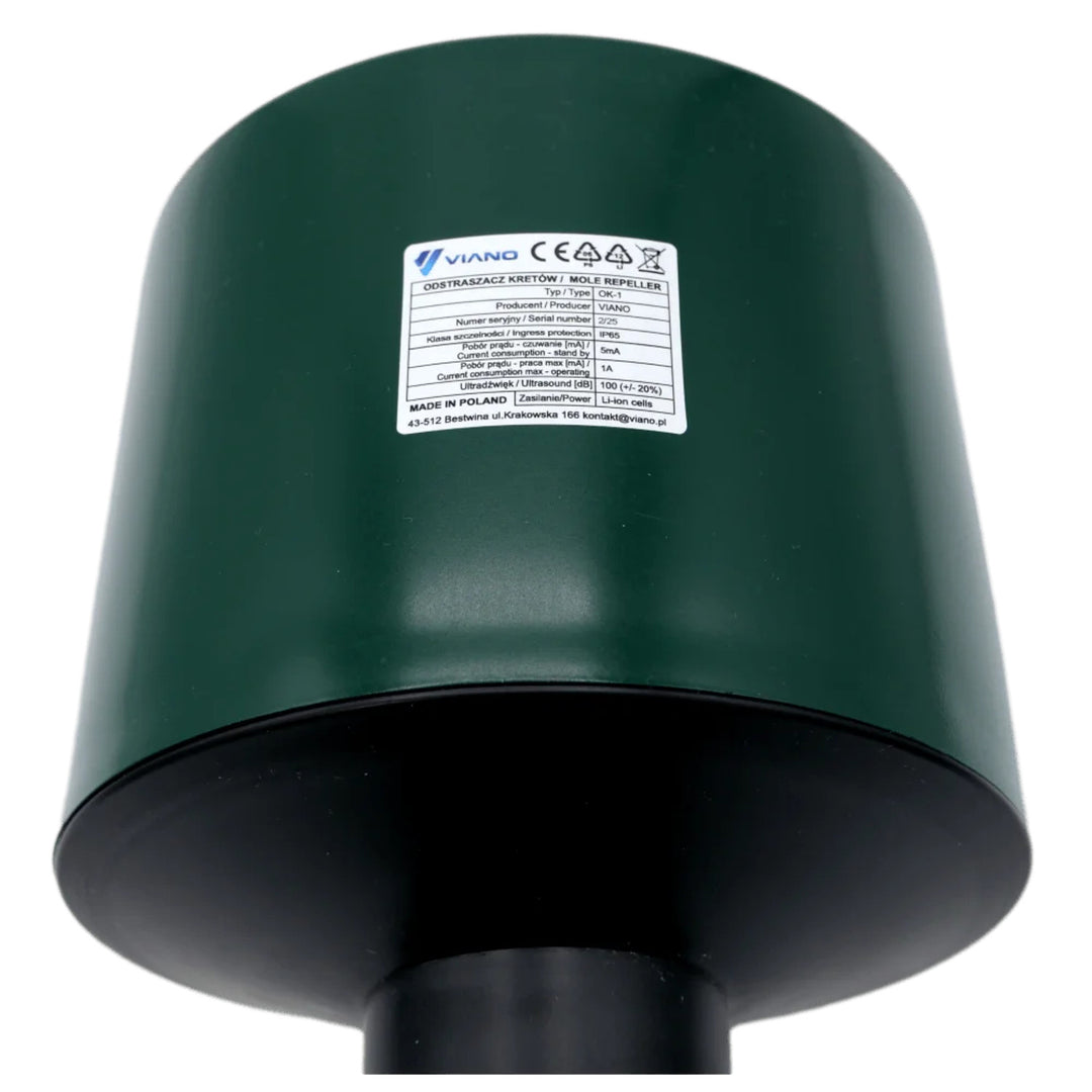 Repellente acustico professionale per talpe e arvicole, batteria da 4400 mAh, IP65, Viano OK1, 2 pezzi