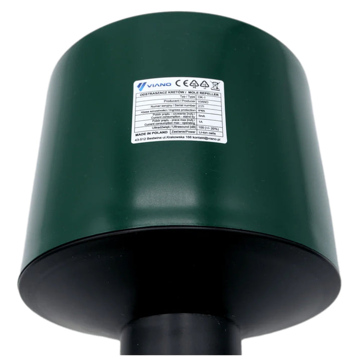 Repellente acustico professionale per talpe e arvicole, batteria da 4400 mAh, IP65, Viano OK1, 2 pezzi
