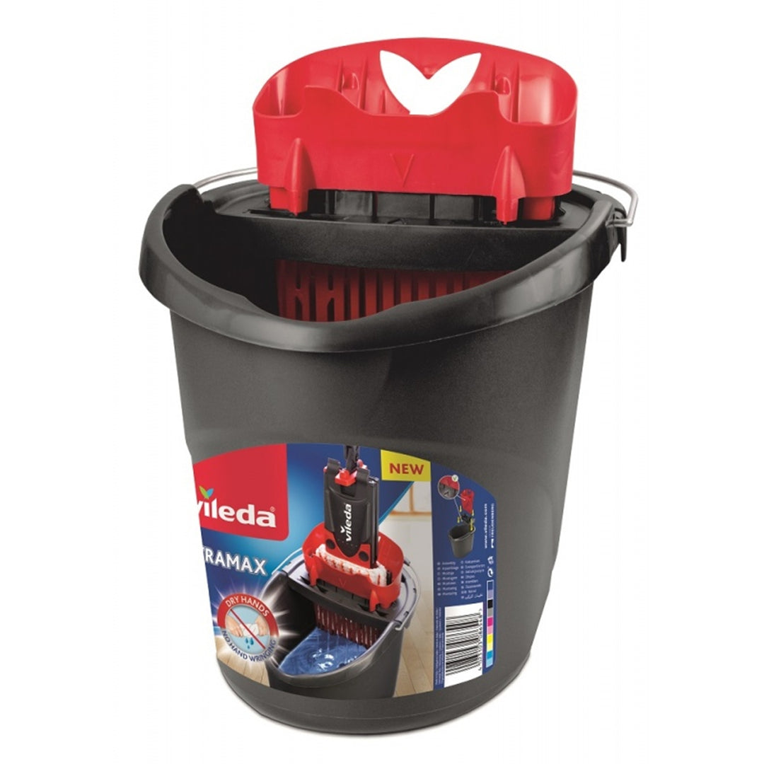 Set composto da mop piatto Ultramax + guanti Universal + spugna Glitzi (2 pezzi) Vileda, sistema di sgocciolamento senza contatto, due tipi di fibre, 177453