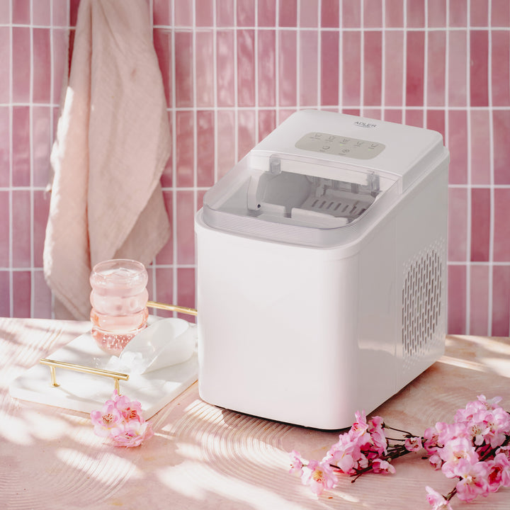 Macchina per il ghiaccio, 12 kg/24h, 2 dimensioni dei cubetti, modalità di pulizia, funzionamento silenzioso, pannello touch, AD 8800, Adler