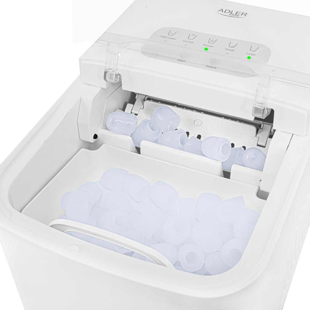 Macchina per il ghiaccio, 12 kg/24h, 2 dimensioni dei cubetti, modalità di pulizia, funzionamento silenzioso, pannello touch, AD 8800, Adler