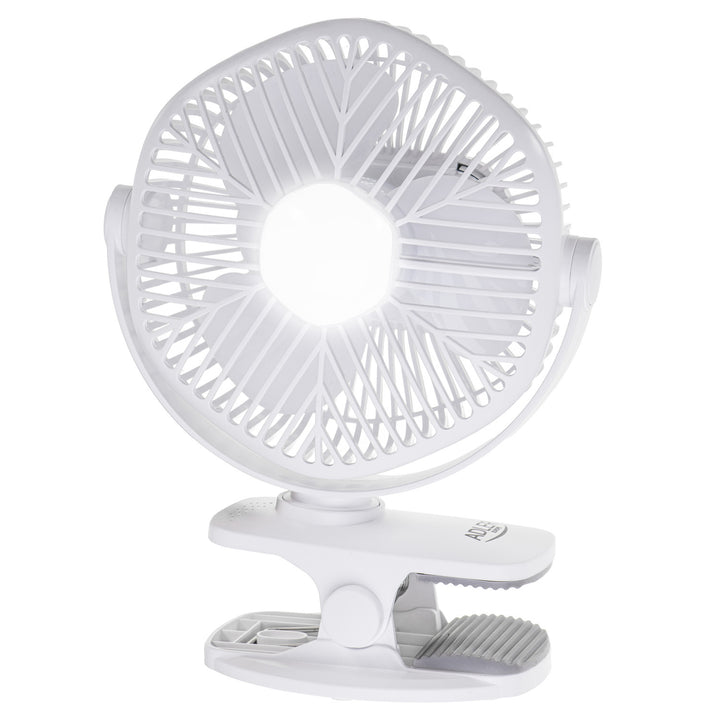 Ventilatore a batteria da 5"/12,7 cm con clip - USB / LED, AD 7335, Adler
