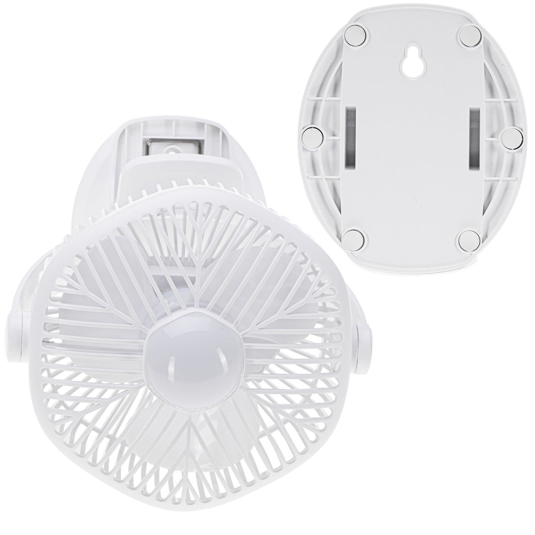 Ventilatore a batteria da 5"/12,7 cm con clip - USB / LED, AD 7335, Adler