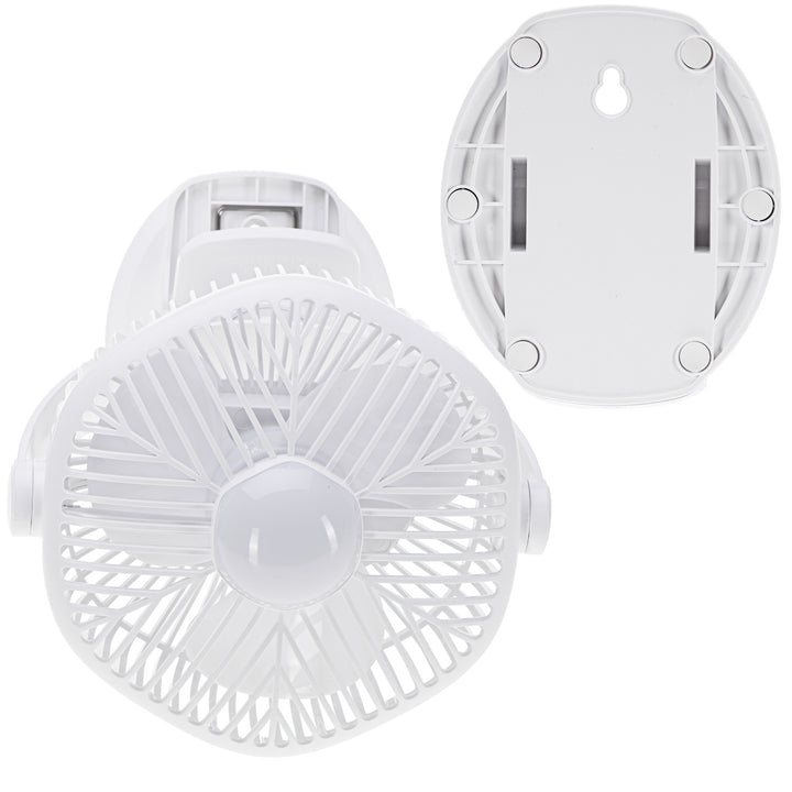 Ventilatore a batteria da 5"/12,7 cm con clip - USB / LED, AD 7335, Adler