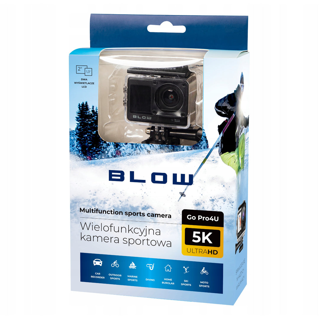 Videocamera sportiva Pro4U 5K Blow, qualità 5K Ultra HD, 20 megapixel, obiettivo grandangolare da 160°, impermeabile, telecomando, 78-568#