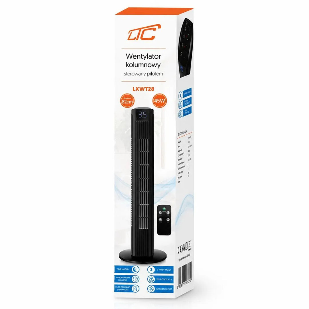 Ventilatore a colonna LTC, ampio display, timer integrato, diverse modalità di funzionamento, telecomando con portata fino a 16 m, potenza 45 W, LXWT28