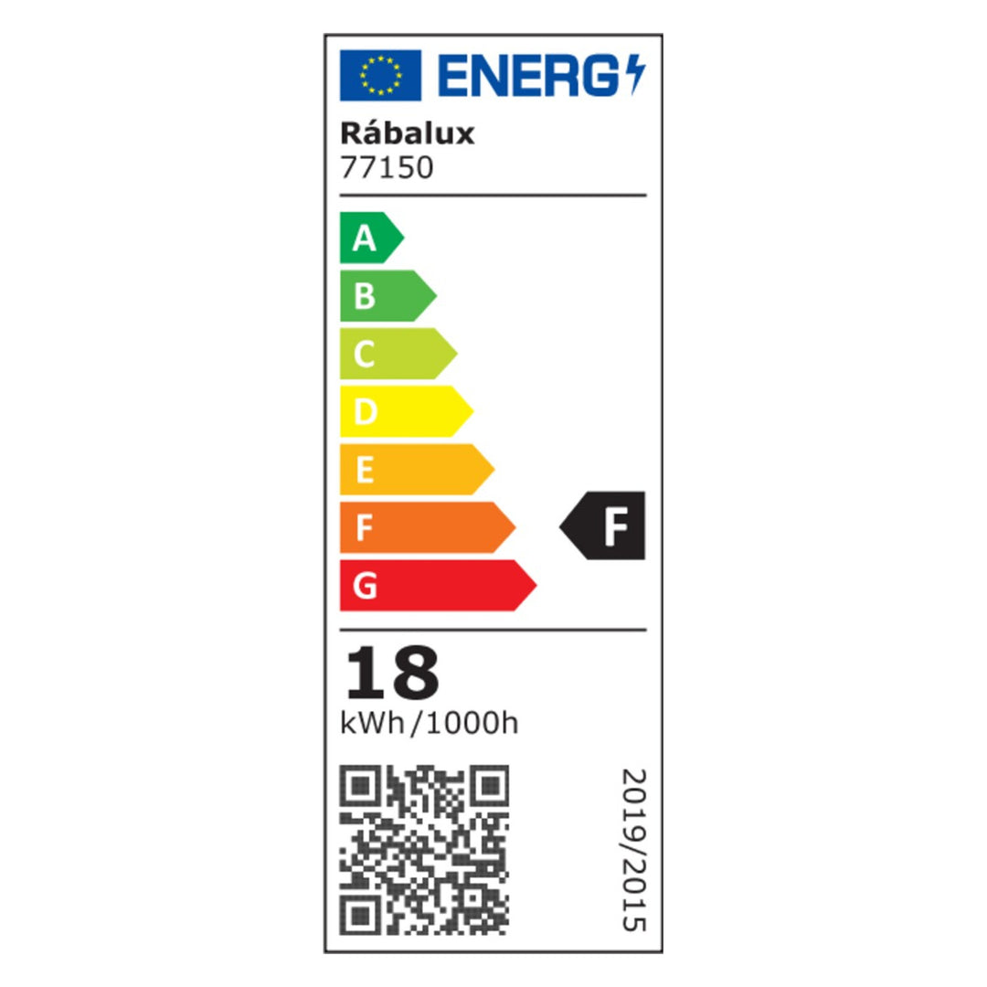 Lampada Rabalux Rapla2 LED 18 W, nera, IP65, classe energetica F, regolazione della temperatura di colore 2700, 4000, 6500 K, 77150, 2 pezzi