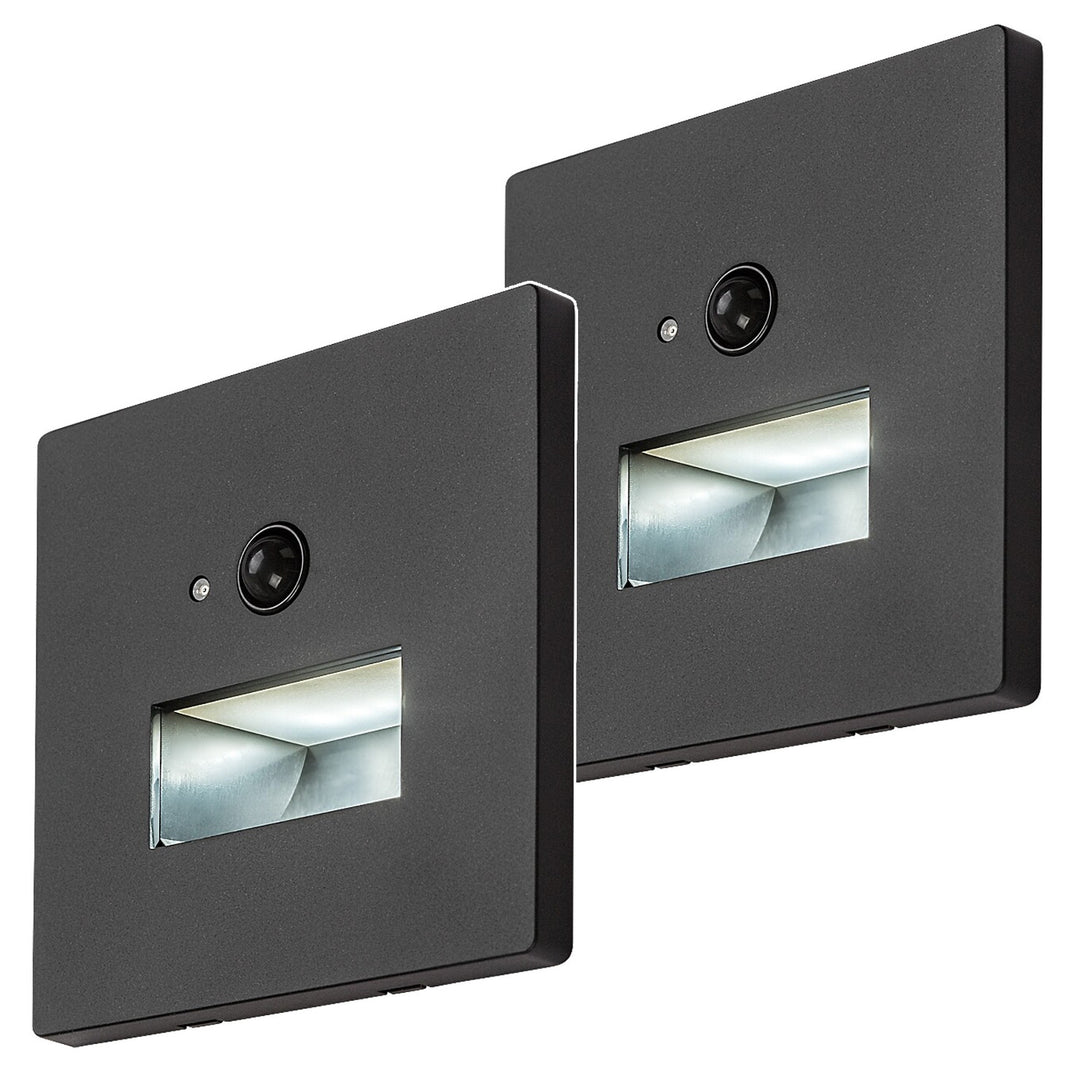 Lampada Lunca LED 1 W IP20 nera 3000, 4500, 6500 K con sensore di movimento e sensore di luce, 77197, 2 pezzi