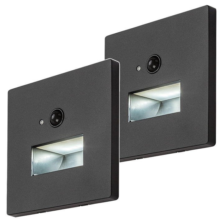 Lampada Lunca LED 1 W IP20 nera 3000, 4500, 6500 K con sensore di movimento e sensore di luce, 77197, 2 pezzi