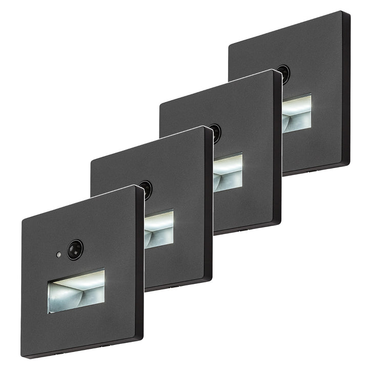 Lampada Lunca LED 1 W IP20 nera 3000, 4500, 6500 K con sensore di movimento e sensore di luce, 77197, 4 pezzi