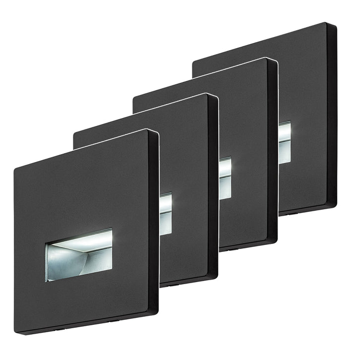 Lampada Lunca LED 1 W, IP20, nera, temperatura di colore regolabile a 3000, 4500, 6500 K, 77195, 4 pezzi