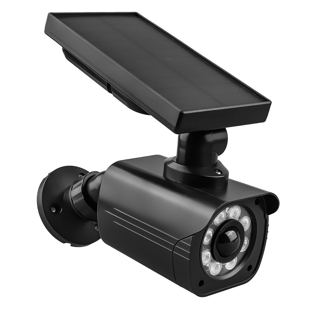 Falsa telecamera solare, LED lampeggiante, sensore di movimento, illuminazione a LED, adesivi inclusi, SOL1800S/B, 2 pezzi