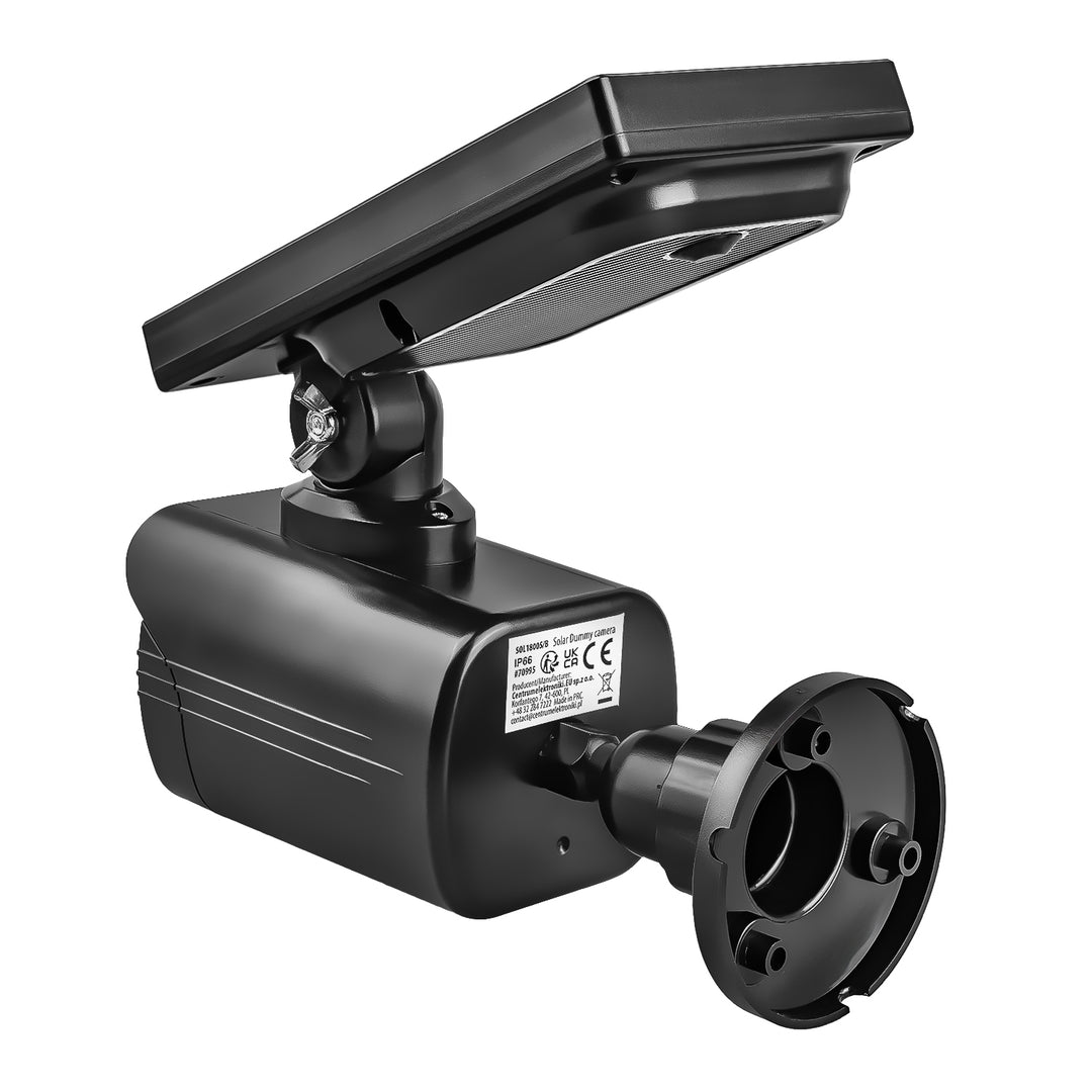 Falsa telecamera solare, LED lampeggiante, sensore di movimento, illuminazione a LED, adesivi inclusi, SOL1800S/B, 2 pezzi