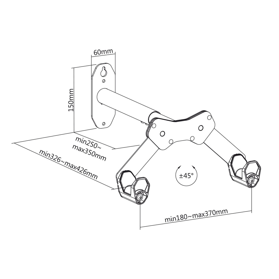 Portabiciclette da parete Maclean, carico massimo 25 kg, MC-457, 2 pezzi
