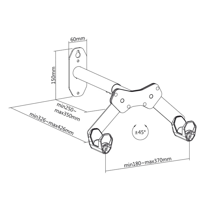 Portabiciclette da parete Maclean, carico massimo 25 kg, MC-457, 2 pezzi