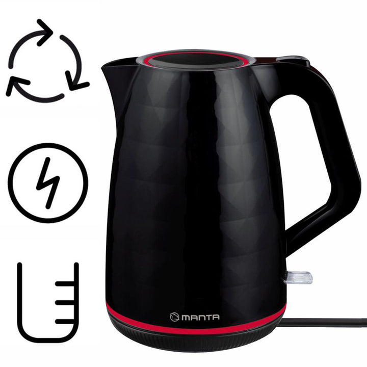 Bollitore elettrico senza filo Manta ORISA 1,7 L 2200 W nero