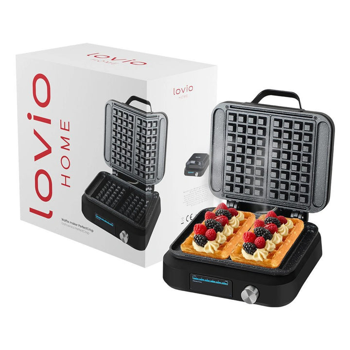 Macchina per cialde LOVIO PerfectCrisp, 2 cialde grandi, 1500 W, 6 livelli di cottura, LVWF002BK