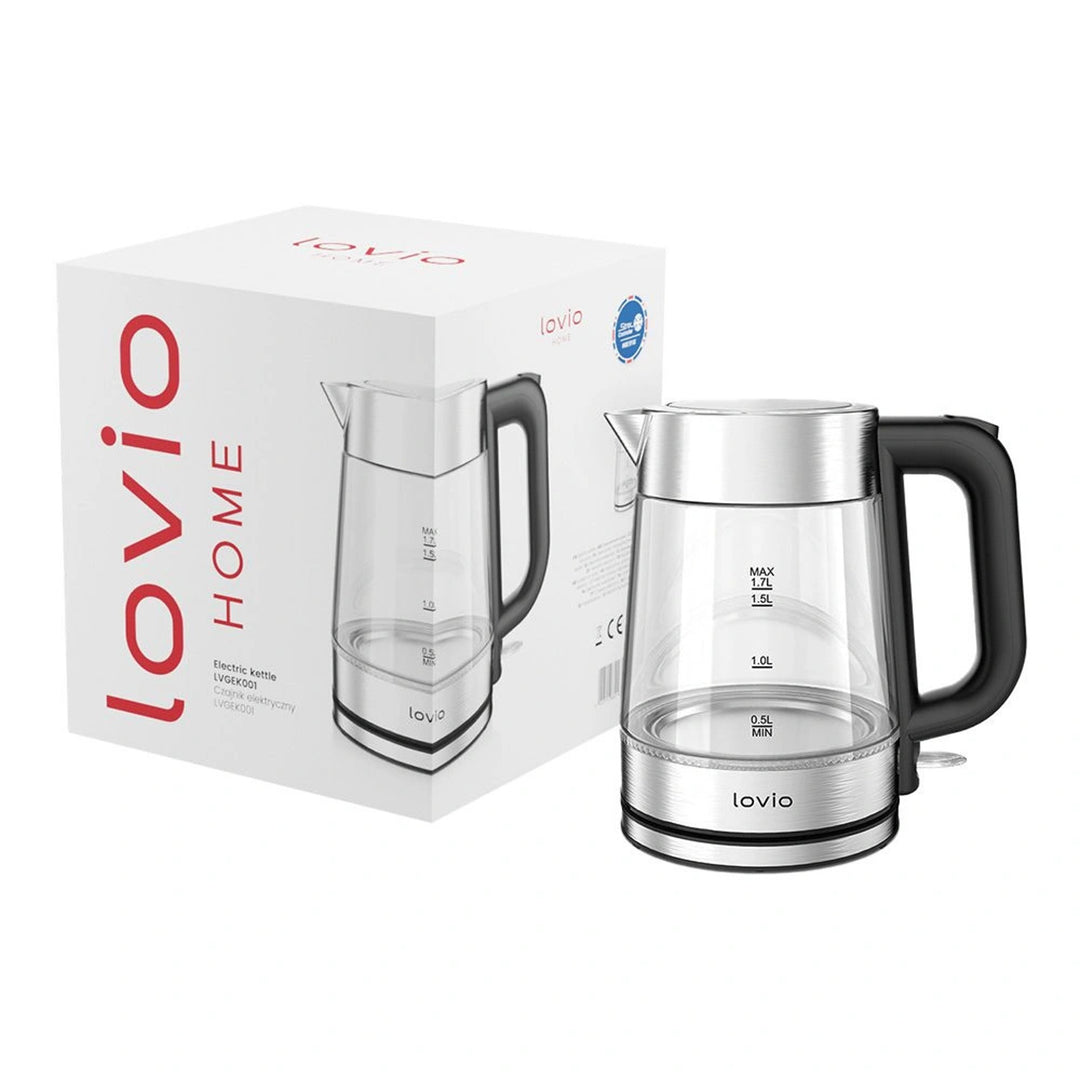 Bollitore elettrico senza filo in vetro Lovio LVGEK001