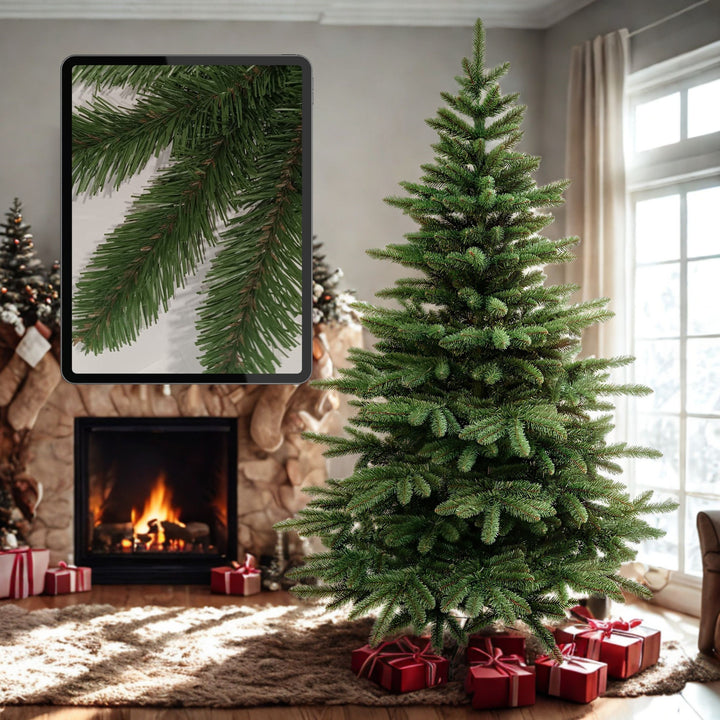 Albero di Natale artificiale, abete spagnolo, materiale in PVC, altezza 250 cm, supporto in metallo