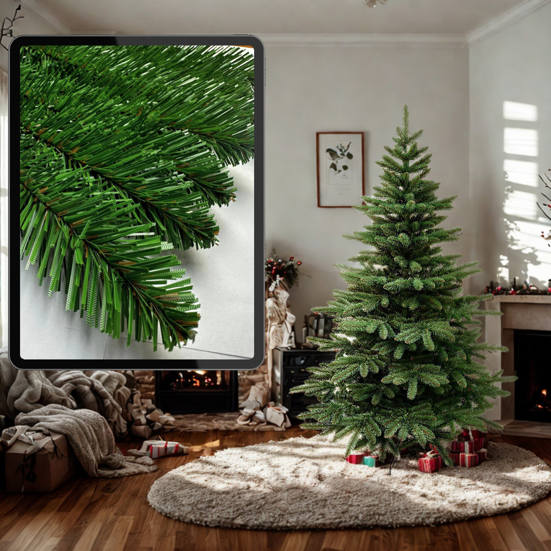 Albero di Natale artificiale, abete spagnolo, materiale in PVC, altezza 250 cm, supporto in metallo