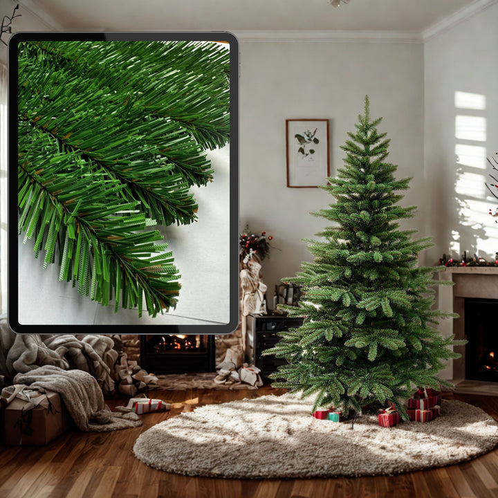 Albero di Natale artificiale, abete spagnolo, materiale in PVC, altezza 250 cm, supporto in metallo