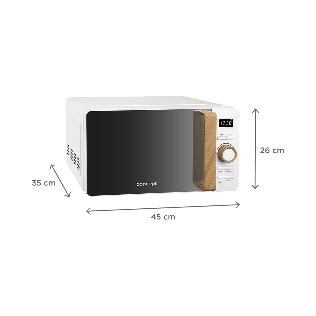 Forno a microonde Concept, 5 livelli di potenza, funzione di scongelamento, capacità 20 L, potenza 800 W, colore bianco, MT4420wh