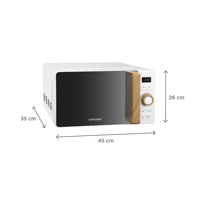 Forno a microonde Concept, 5 livelli di potenza, funzione di scongelamento, capacità 20 L, potenza 800 W, colore bianco, MT4420wh