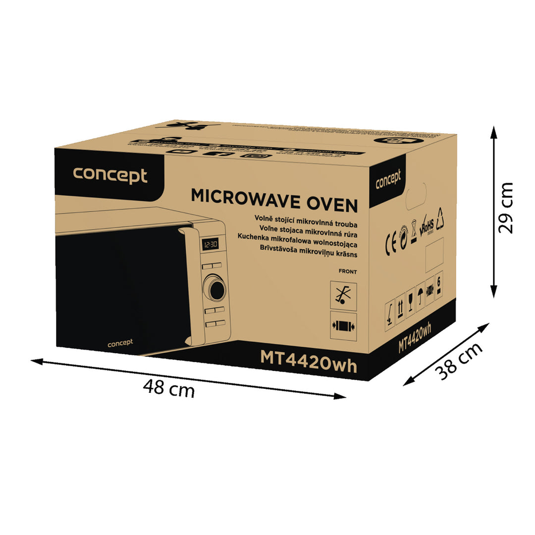 Forno a microonde Concept, 5 livelli di potenza, funzione di scongelamento, capacità 20 L, potenza 800 W, colore bianco, MT4420wh