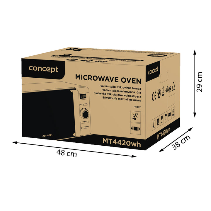 Forno a microonde Concept, 5 livelli di potenza, funzione di scongelamento, capacità 20 L, potenza 800 W, colore bianco, MT4420wh