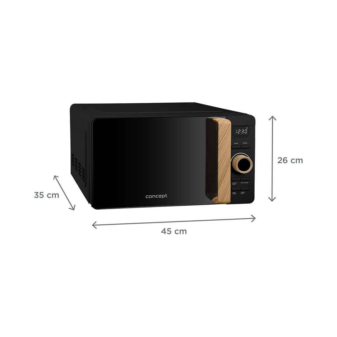 Forno a microonde Concept, 5 livelli di potenza, funzione di scongelamento, capacità 20 L, potenza 800 W, colore nero, MT3520bc