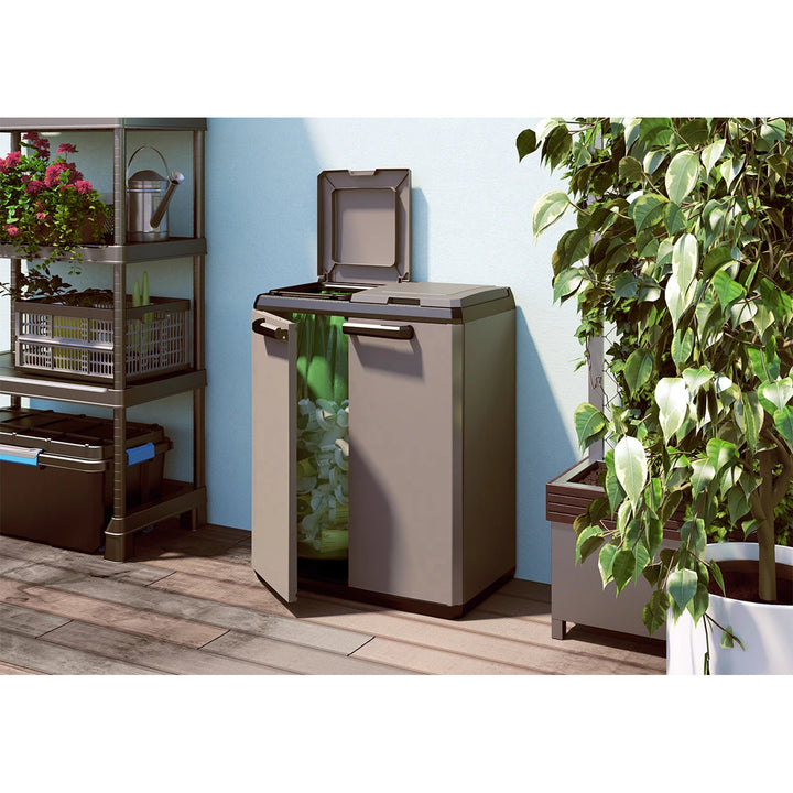 Contenitore per la raccolta differenziata Keter, capacità 2x110 L, coperchio ad apertura manuale, utilizzabile all’esterno, 241065