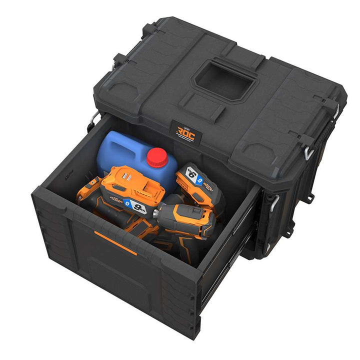 Cassetta degli attrezzi XL Keter ROC Pro Gear 2.0, con un unico cassetto capiente, sistema di sicurezza per il trasporto, possibilità di fissaggio a parete, struttura modulare, 271384