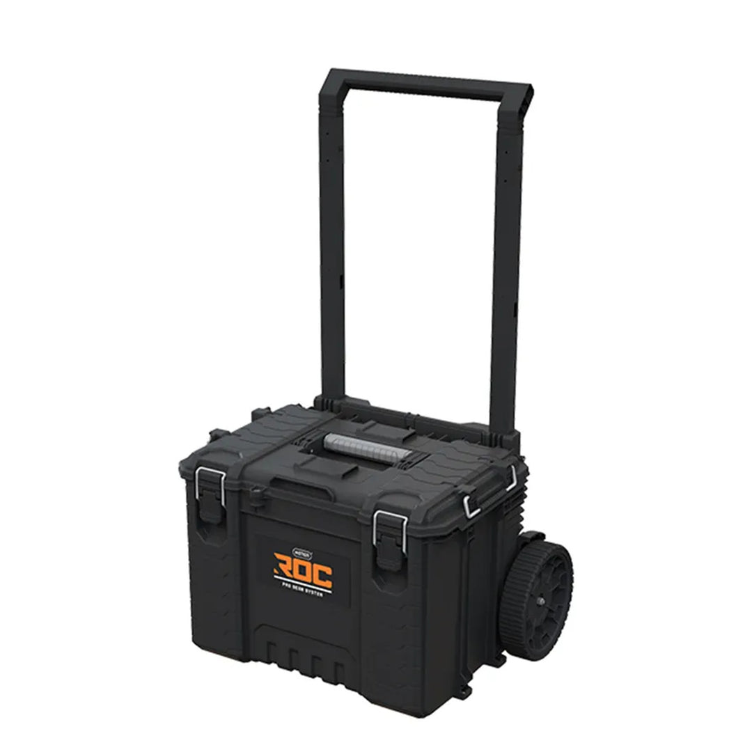 Set di 3 cassette portautensili Keter ROC Pro Gear 2.0, capacità totale 110 L, protezione IP65, maniglia telescopica rimovibile, chiusura con lucchetto, 256982
