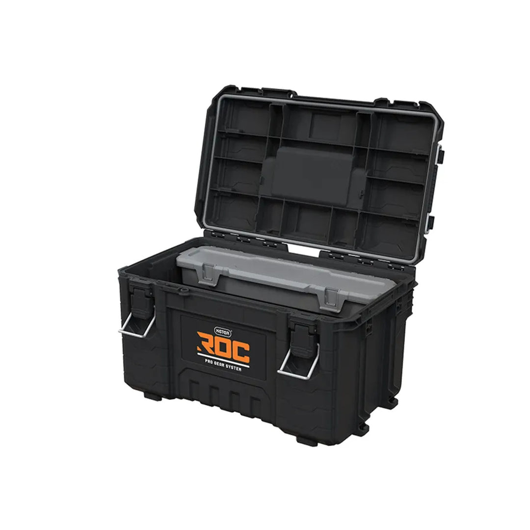 Set di 3 cassette portautensili Keter ROC Pro Gear 2.0, capacità totale 110 L, protezione IP65, maniglia telescopica rimovibile, chiusura con lucchetto, 256982