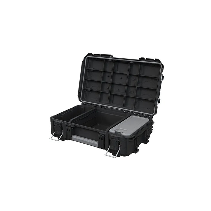 Set di 3 cassette portautensili Keter ROC Pro Gear 2.0, capacità totale 110 L, protezione IP65, maniglia telescopica rimovibile, chiusura con lucchetto, 256982