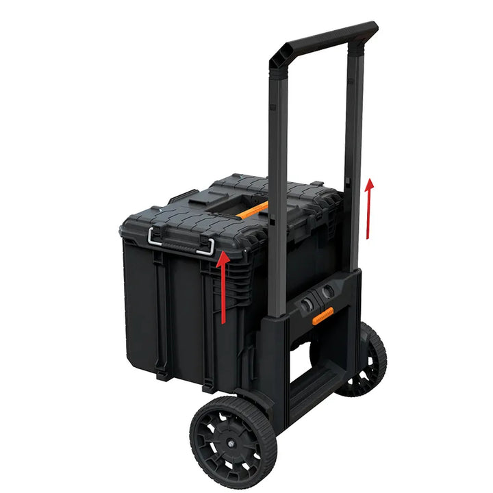 Set di 3 cassette portautensili Keter ROC Pro Gear 2.0, capacità totale 110 L, protezione IP65, maniglia telescopica rimovibile, chiusura con lucchetto, 256982
