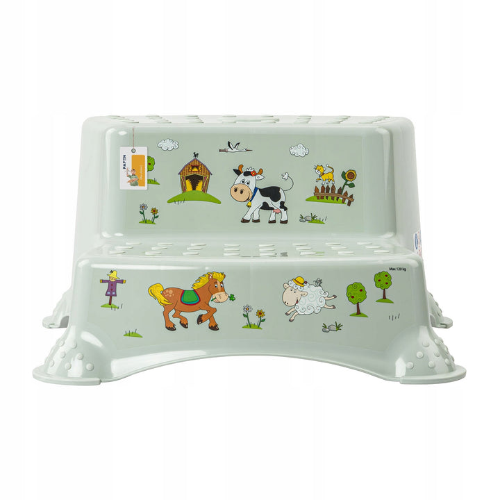 Piattaforma per bambini a due gradini Keeeper, con funzione antiscivolo, serie "Funny Farm", portata fino a 120 kg, 1003132006300